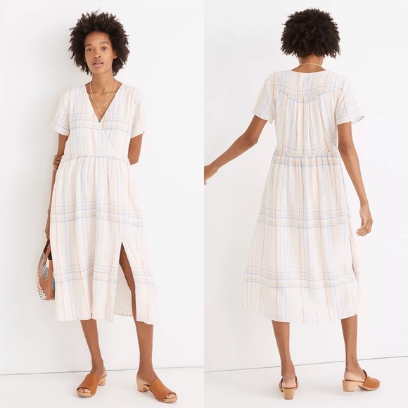 Madewell Dresses & Skirts - Madewell Linen-Blend Clara Midi Dress in Plaid